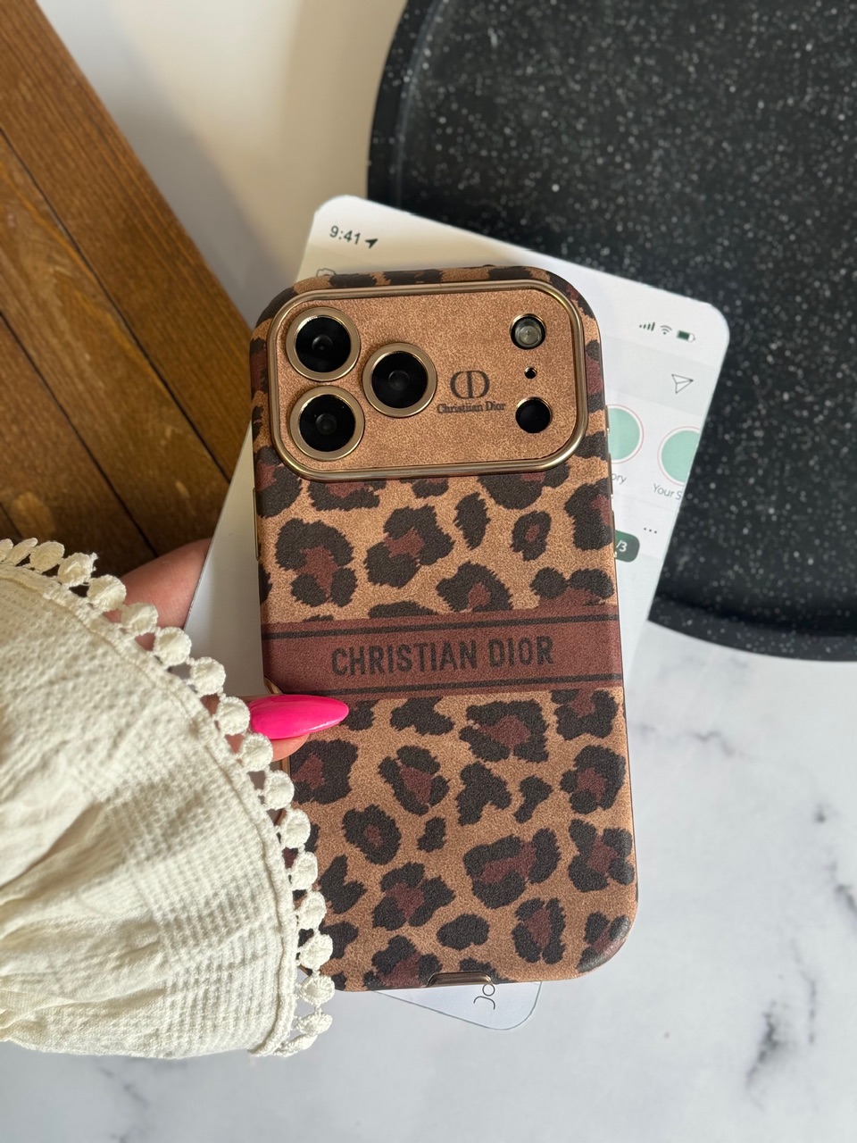 قاب گوشی Dior Leopard Golden